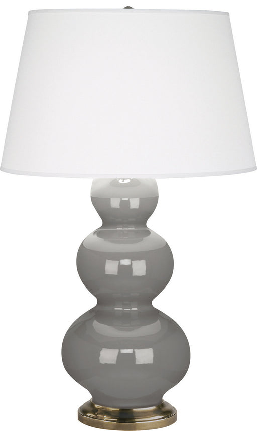 Robert Abbey - 319X - One Light Table Lamp - Triple Gourd - Smoky Taupe Glazed Ceramic w/ Antique Natural Brassed