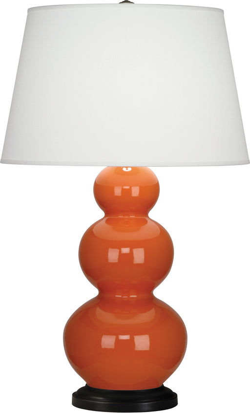 Robert Abbey - 332X - One Light Table Lamp - Triple Gourd - Pumpkin Glazed Ceramic w/ Deep Patina Bronzeed