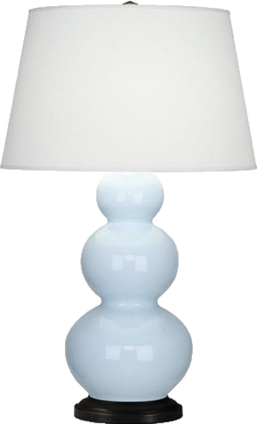 Robert Abbey - 341X - One Light Table Lamp - Triple Gourd - Baby Blue Glazed Ceramic w/ Deep Patina Bronzeed