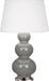 Robert Abbey - 359X - One Light Table Lamp - Triple Gourd - Smokey Taupe Glazed Ceramic w/ Antique Silvered