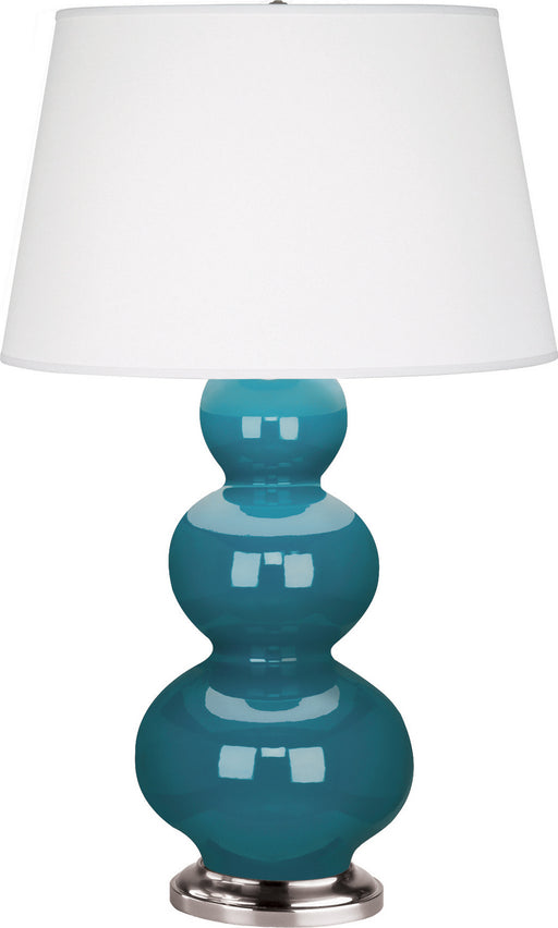 Robert Abbey - 363X - One Light Table Lamp - Triple Gourd - Peacock Glazed Ceramic w/ Antique Silvered