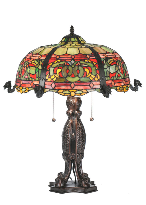 Meyda Tiffany - 108024 - Two Light Table Lamp - Duffner & Kimberly Viking - Flame Burgundy Ha