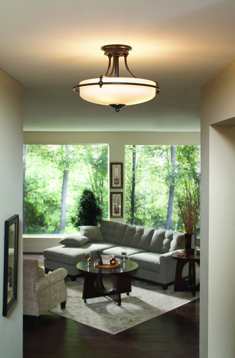 Three Light Semi-Flush Mount from the Griffin collection in Palladian Bronze finish