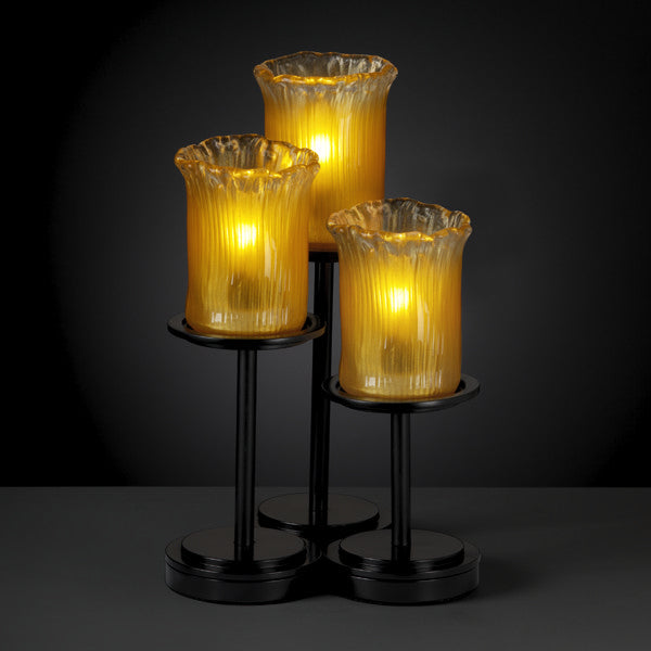 Justice Designs - GLA-8797-16-GLDC-MBLK - Three Light Table Lamp - Veneto Luce™ - Matte Black