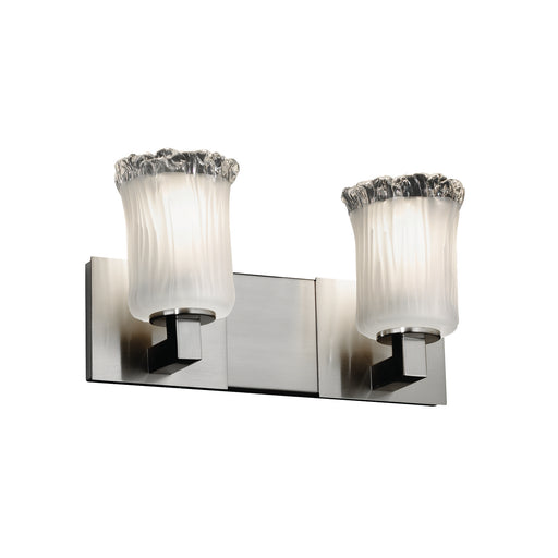 Justice Designs - GLA-8922-16-WTFR-NCKL - Two Light Bath Bar - Veneto Luce™ - Brushed Nickel