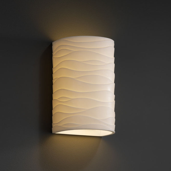 Justice Designs - PNA-1265W-WAVE - Lantern - Porcelina™ - Faux Porcelain Resin