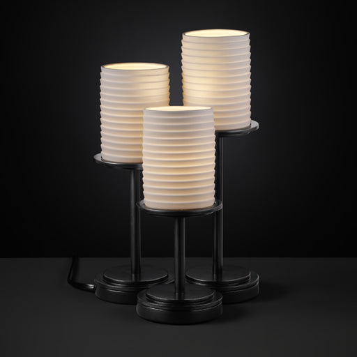 Justice Designs - POR-8797-10-SAWT-MBLK - Three Light Table Lamp - Limoges - Matte Black