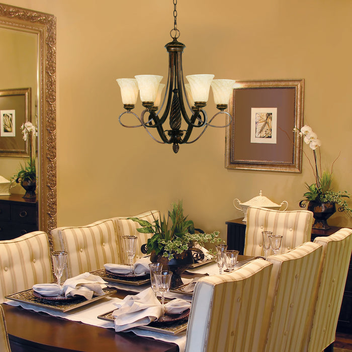 Six Light Chandelier from the Torbellino collection in Cordoban Bronze finish