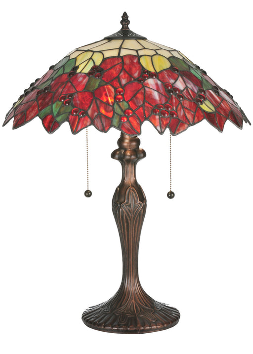 Meyda Tiffany - 112628 - One Light Table Lamp - Poinsettia - Beige Flame Red
