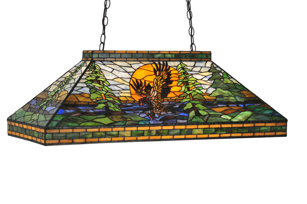 Meyda Tiffany - 79964 - Three Light Pendant - Eagle At Sunset - Purple/Blue Amber Orange Lt Blue Pbag Green