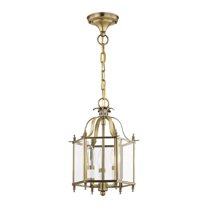 Three Light Mini Pendant/Ceiling Mount from the Livingston collection in Antique Brass finish