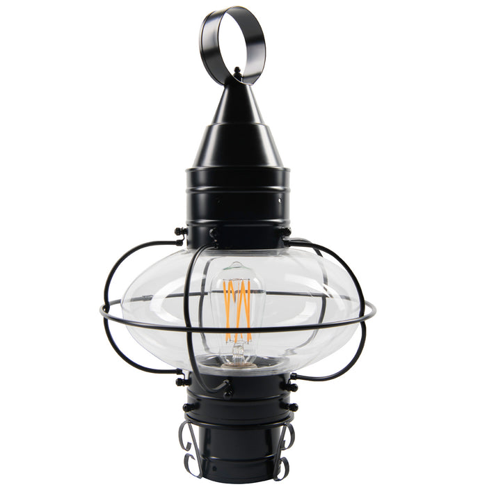 One Light Post Mount from the Classic Onion Medium Post collection in Black finish