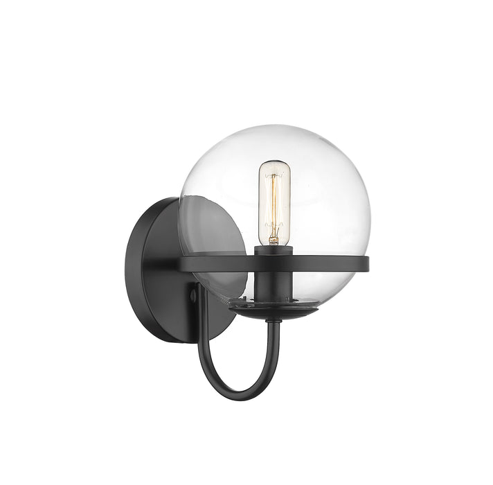Sands Bath Vanity Light shown in the Matte Black finish with a Clear shade