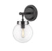 Span Bath Vanity Light shown in the Matte Black finish with a Clear shade