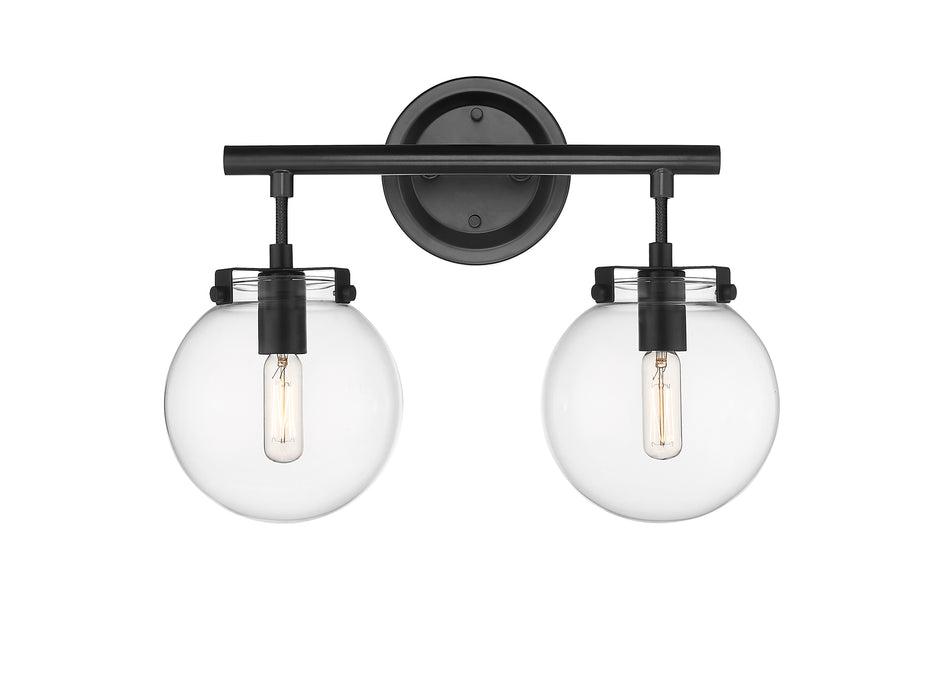 Span Bath Vanity Light shown in the Matte Black finish with a Clear shade