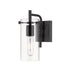 Press Bath Vanity Light shown in the Matte Black finish with a Clear shade