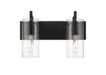 Press Bath Vanity Light shown in the Matte Black finish with a Clear shade
