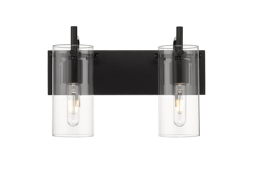 Press Bath Vanity Light shown in the Matte Black finish with a Clear shade