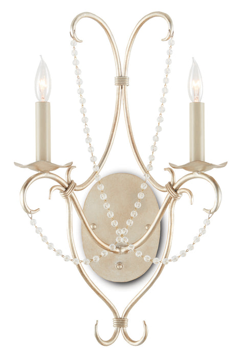 Currey and Company - 5980 - Two Light Wall Sconce - Crystal Lights - Silver Leaf