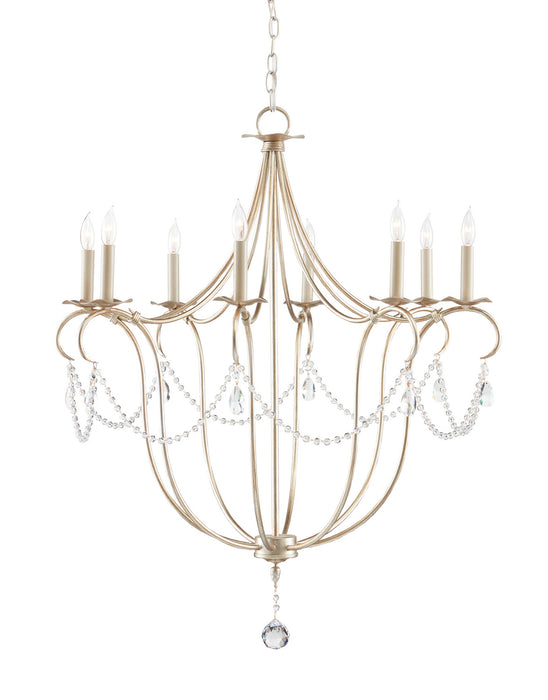 Eight Light Chandelier from the Crystal Lights collection in Silver Leaf finish