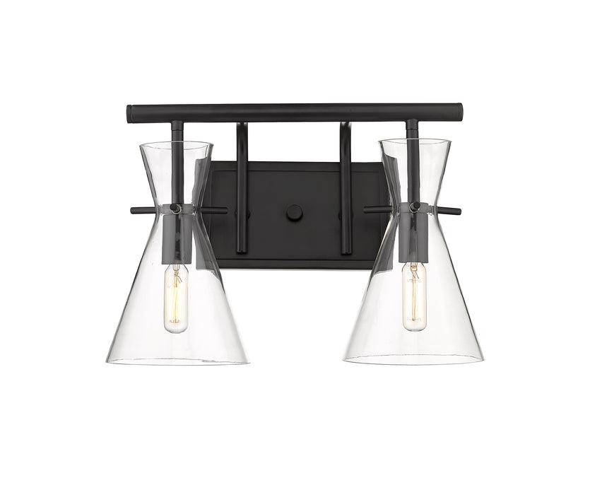 Colden Bath Vanity Light shown in the Matte Black finish with a Clear shade