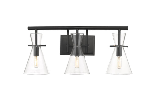 Colden Bath Vanity Light shown in the Matte Black finish with a Clear shade
