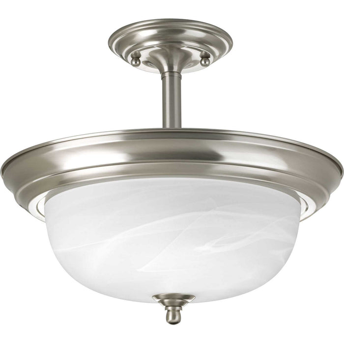 Two Light Close-to-Ceiling from the Alabaster collection in Brushed Nickel finish