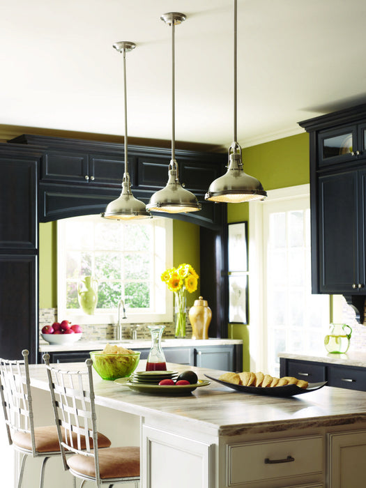 One Light Pendant from the Fresnel Lens collection in Brushed Nickel finish