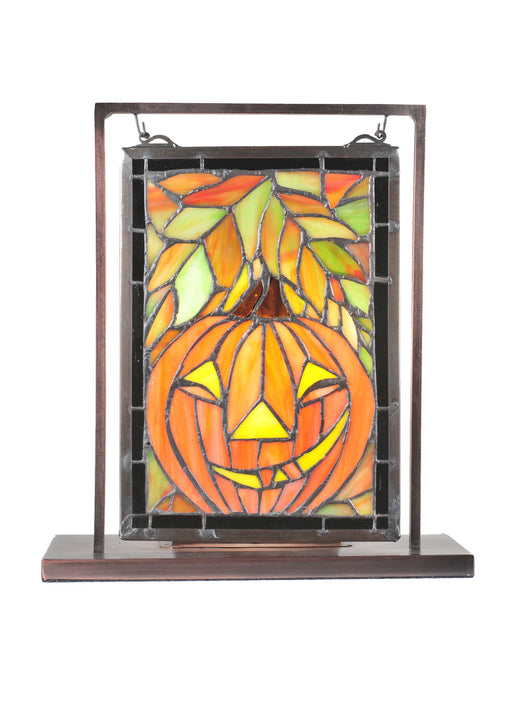 Meyda Tiffany - 65267 - Mini Tabletop Window - Jack O`Lantern - Verdigris