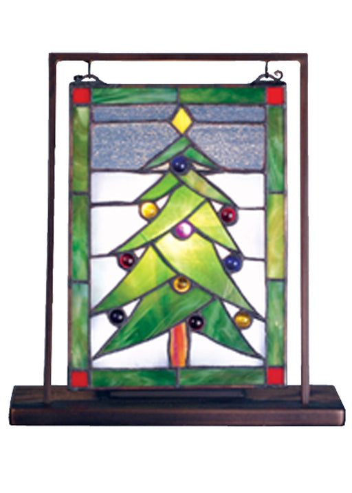 Meyda Tiffany - 69658 - Mini Tabletop Window - Christmas Tree - Antique,Craftsman Brown