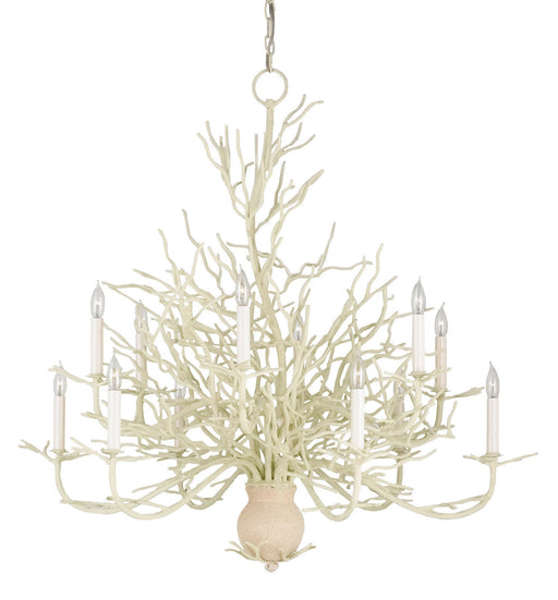 Currey and Company - 9188 - 12 Light Chandelier - Seaward - White Coral/Natural Sand