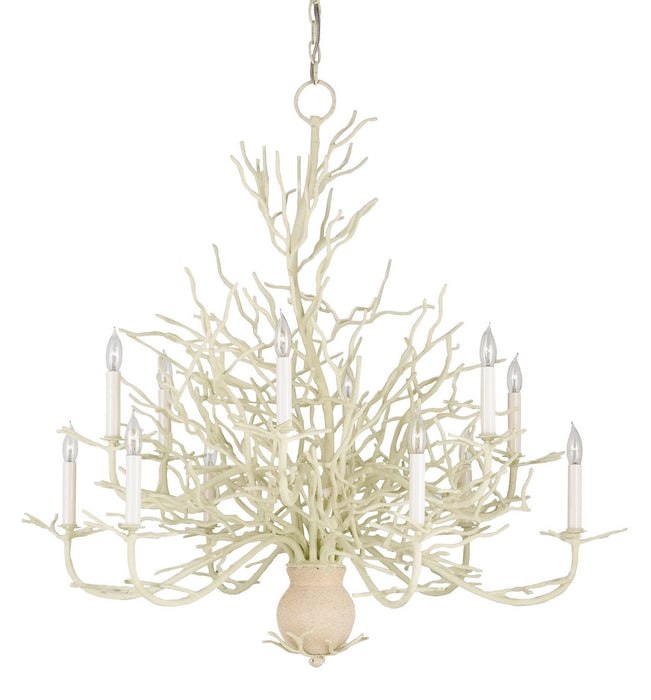 Currey and Company - 9188 - 12 Light Chandelier - Seaward - White Coral/Natural Sand