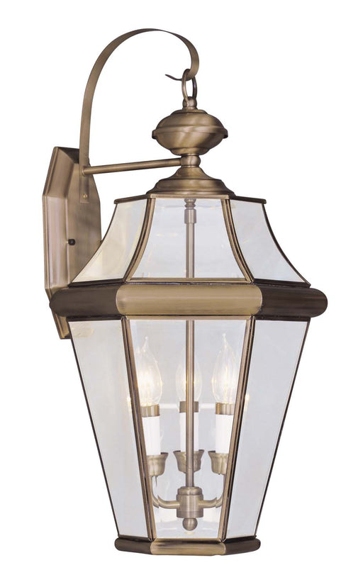 Livex Lighting - 2361-01 - Three Light Outdoor Wall Lantern - Georgetown - Antique Brass
