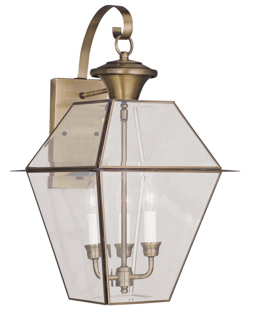 Livex Lighting - 2381-01 - Three Light Outdoor Wall Lantern - Westover - Antique Brass
