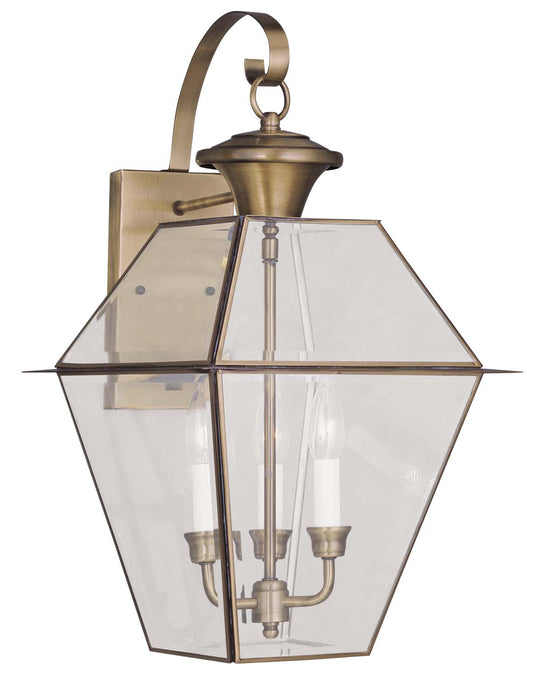 Livex Lighting - 2381-01 - Three Light Outdoor Wall Lantern - Westover - Antique Brass
