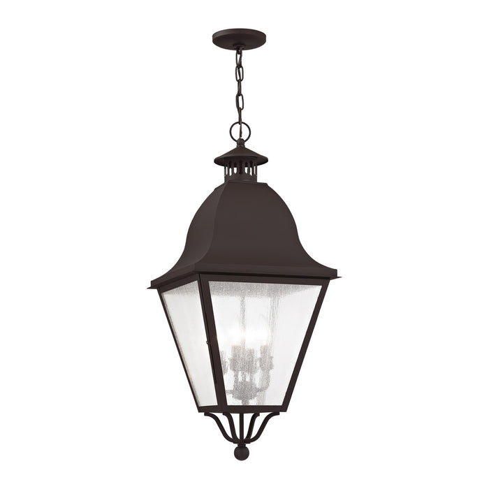 Four Light Outdoor Pendant from the Amwell collection in Bronze finish