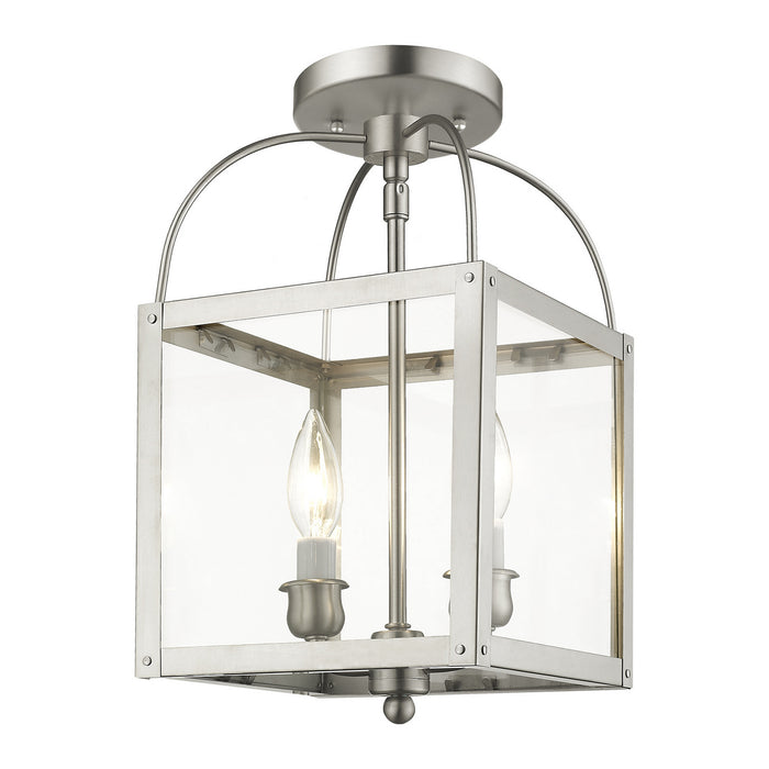 Two Light Mini Pendant/Ceiling Mount from the Milford collection in Brushed Nickel finish