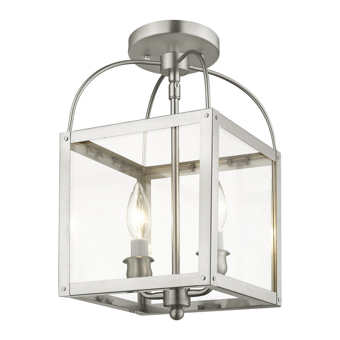 Two Light Mini Pendant/Ceiling Mount from the Milford collection in Brushed Nickel finish