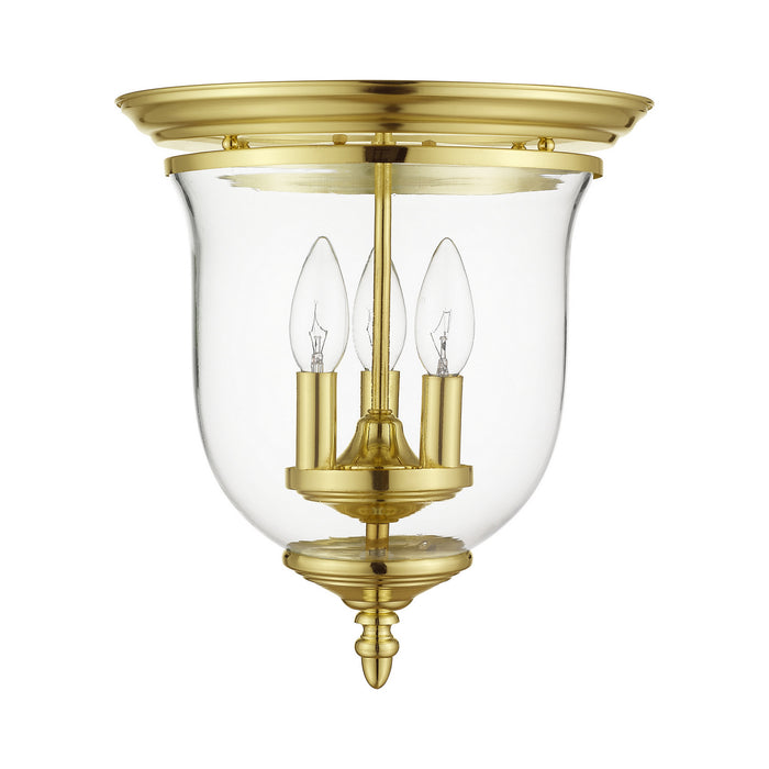 Three Light Ceiling Mount from the Legacy collection in Polished Brass finish