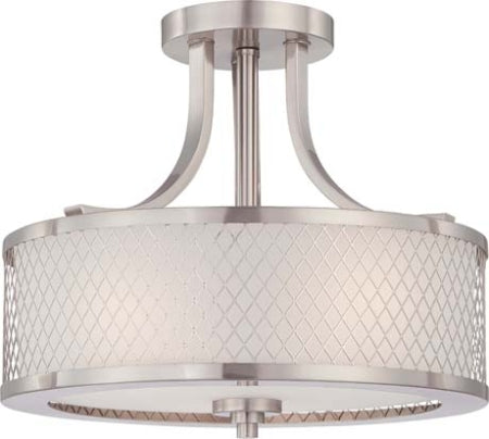Nuvo Lighting - 60-4692 - Three Light Semi Flush Mount - Fusion - Brushed Nickel / Frosted