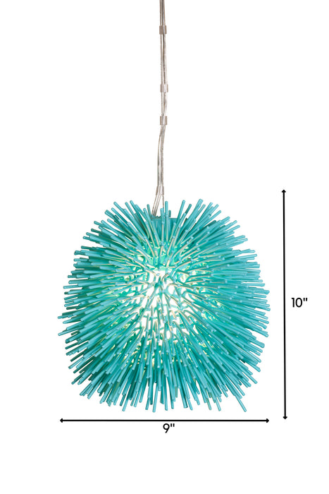 One Light Mini Pendant from the Urchin collection in Aqua Velvet finish
