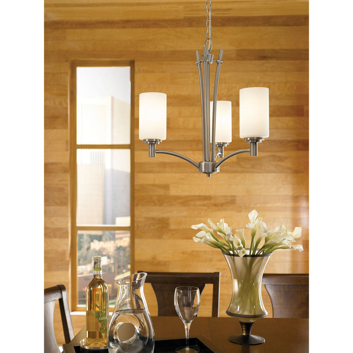 Three Light Chandelier from the Pittman collection in Brushed Nickel finish