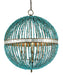 Currey and Company - 9763 - Five Light Chandelier - Alberto - Turquoise/Cupertino/Antique Mirror