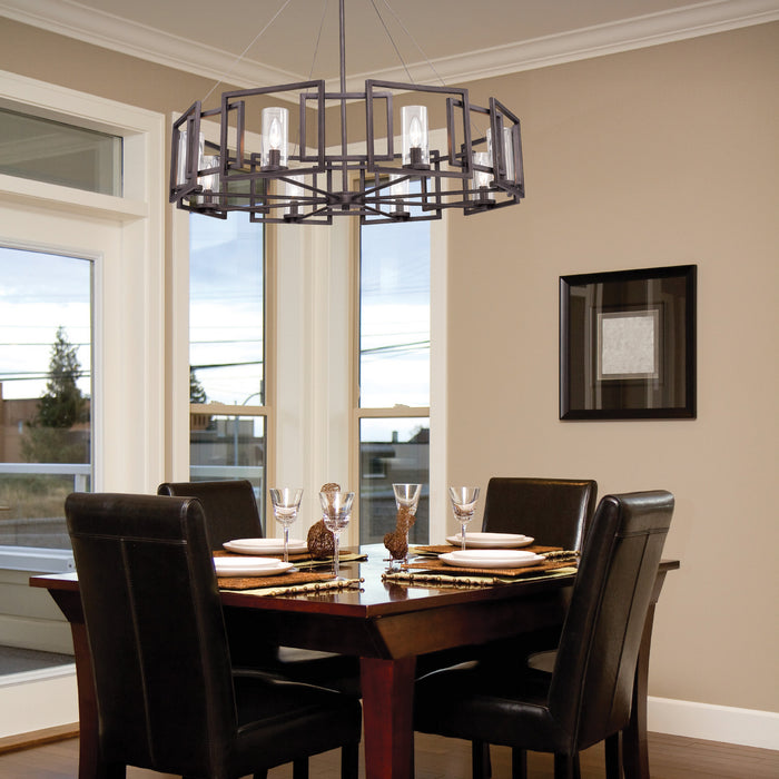 Eight Light Chandelier from the Marco collection in Gunmetal Bronze finish