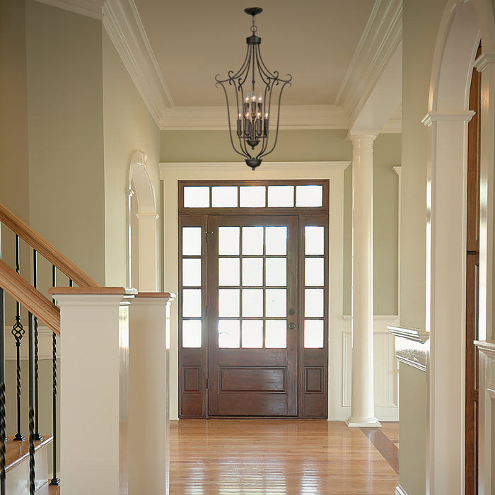 Nine Light Foyer Pendant from the Multi-Family collection in Rubbed Bronze finish