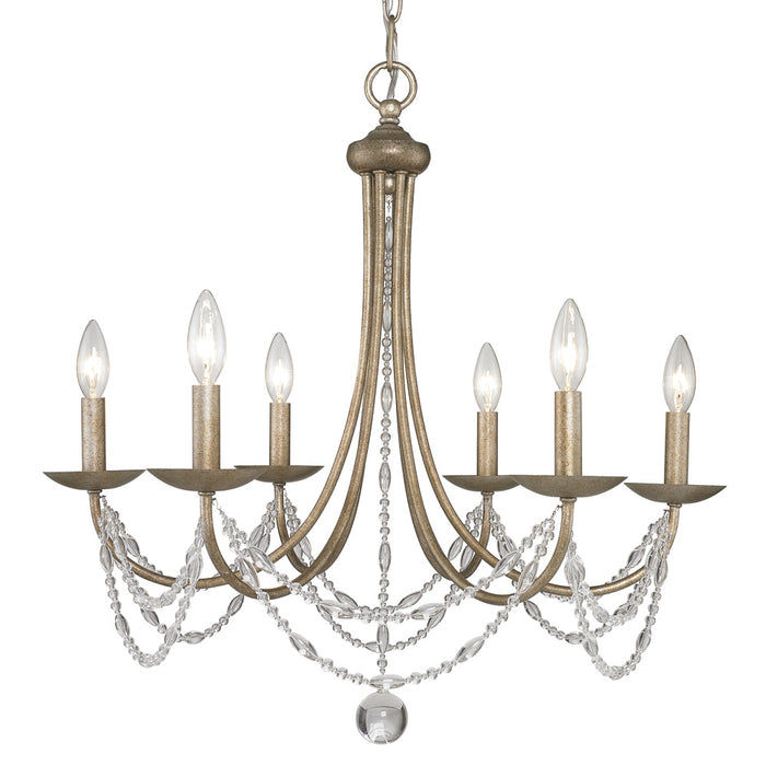 Six Light Chandelier from the Mirabella collection in Golden Aura finish