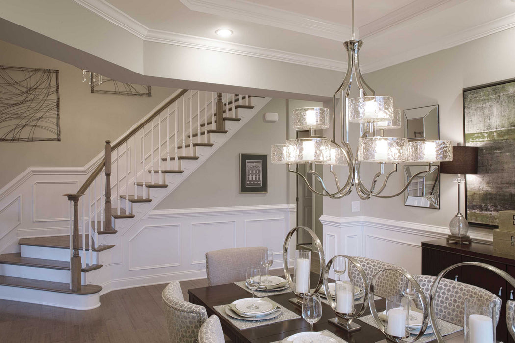 Nine Light Chandelier from the Caress collection in Polished Nickel finish