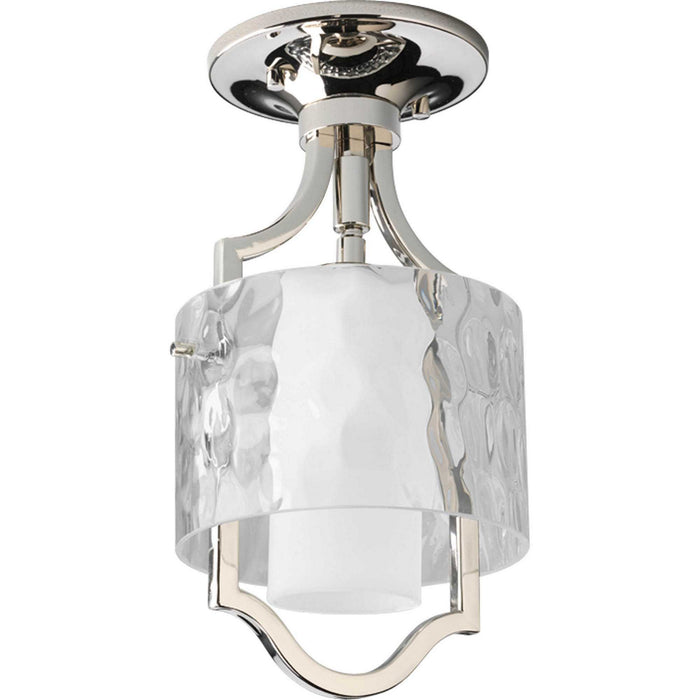 One Light Pendant from the Caress collection in Polished Nickel finish