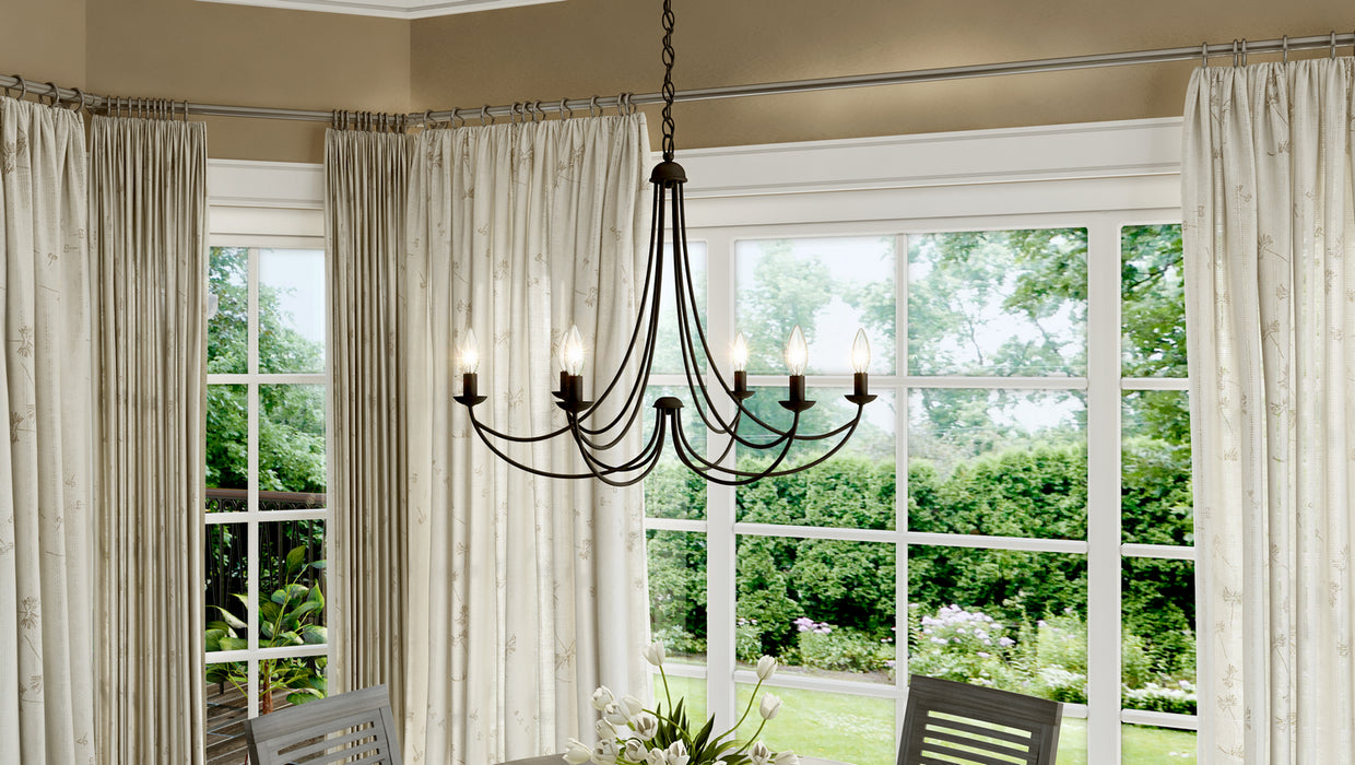 Six Light Chandelier from the Mirren collection in Imperial Bronze finish