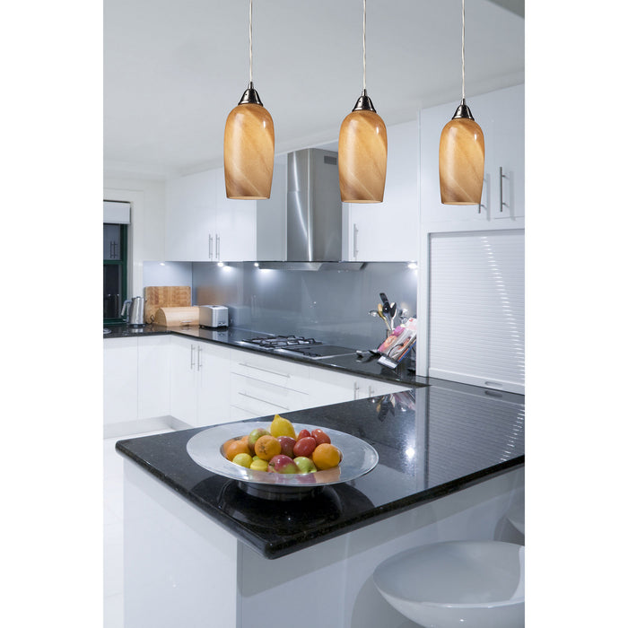 Three Light Pendant from the Sandstone collection in Satin Nickel finish